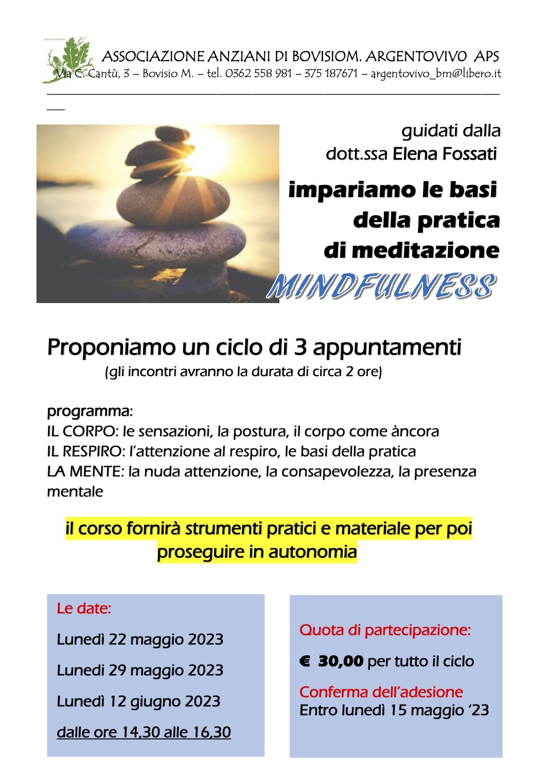 3 APPUNTAMENTI MINDFULNESS - 