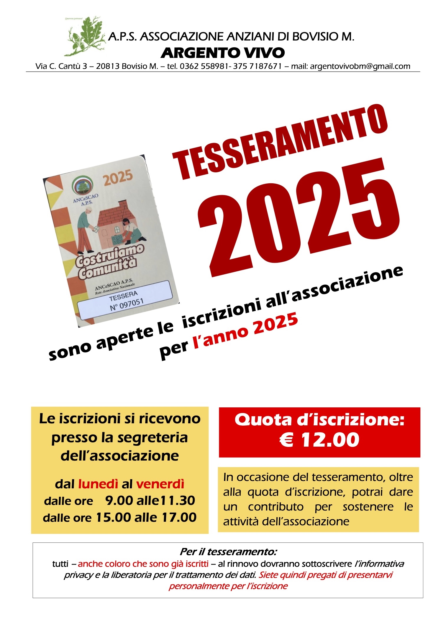 TESSERAMENTO 2025 - 