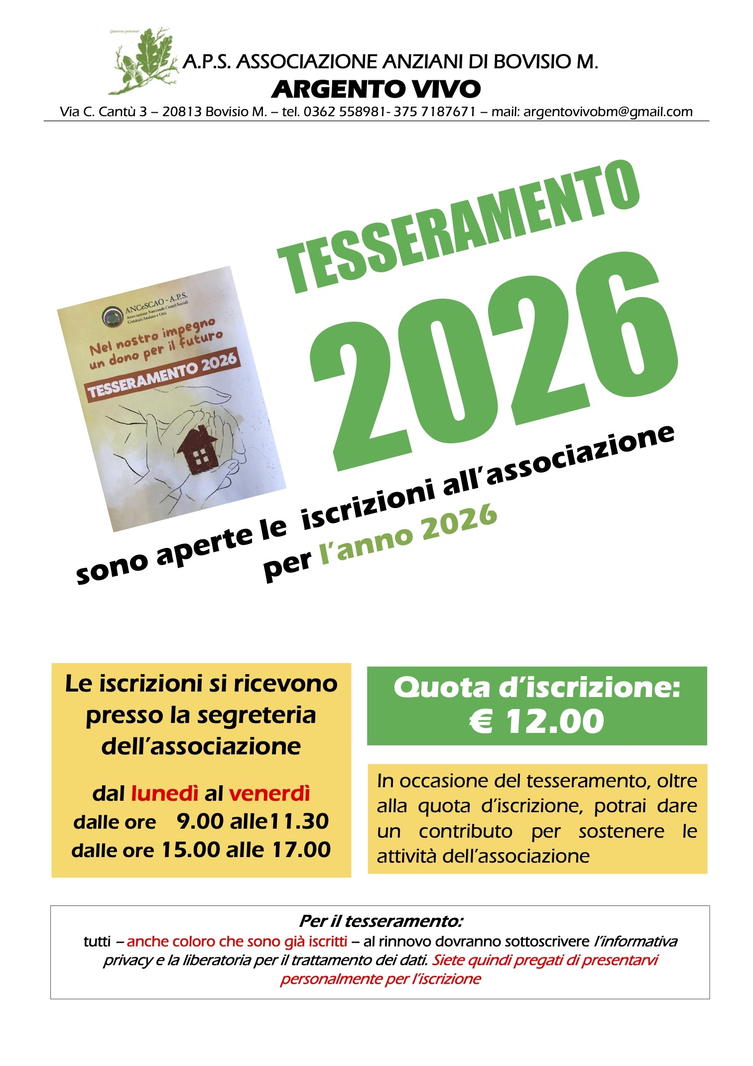 TESSERAMENTO 2026 - 